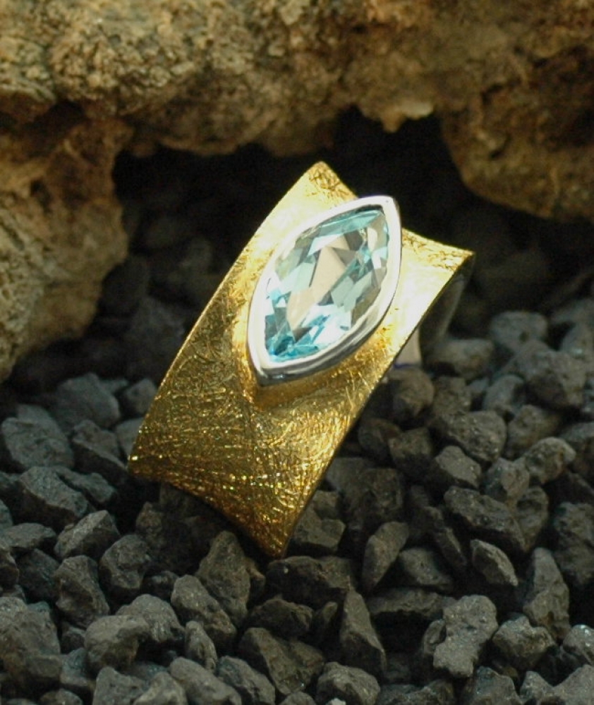 Edeltopas Ring Silber vergoldet